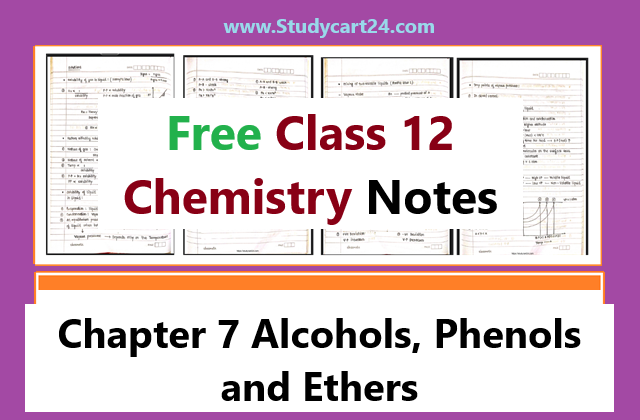 Alcohols Phenols and Ethers class 12 notes