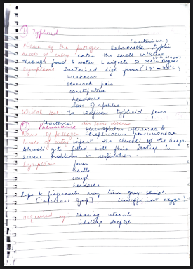 Images of the Chapter 8: Human Health and Disease Class 12 NCERT Handwritten Notes PDF - Page 2