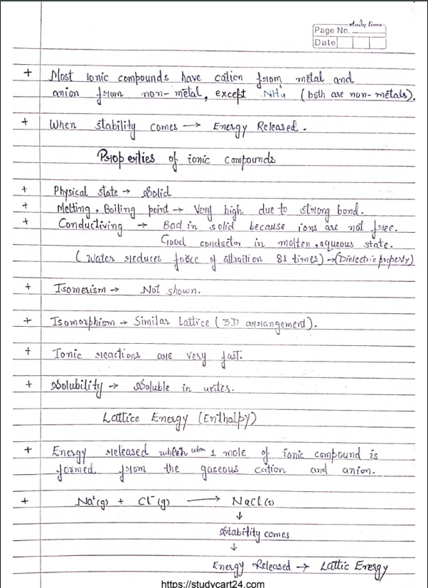 Chemistry Chapter 4 Chemical Bonding and Molecular Structure, Download Free Handwritten Notes in English
