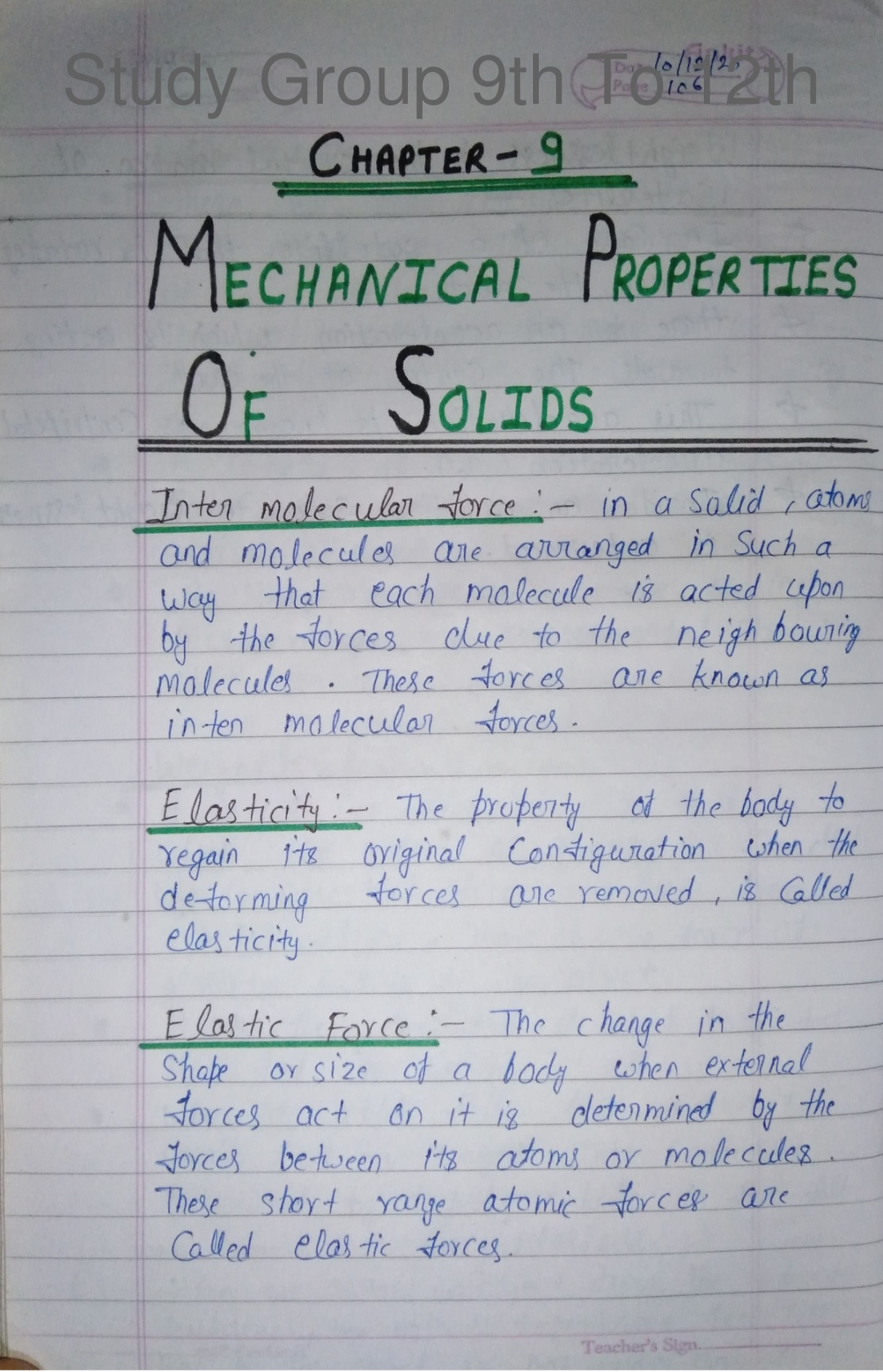 Chapter 9: Physics Class 11 Mechanical Properties of Solids PDF Notes