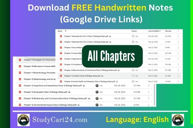 (FREE) Class 12 Biology Short Notes PDF Download - All Chapters in English