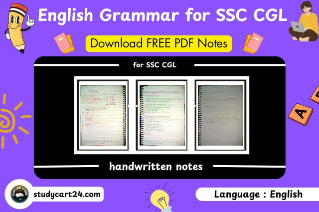 English Grammar for SSC CGL Handwritten Notes PDF Download Free