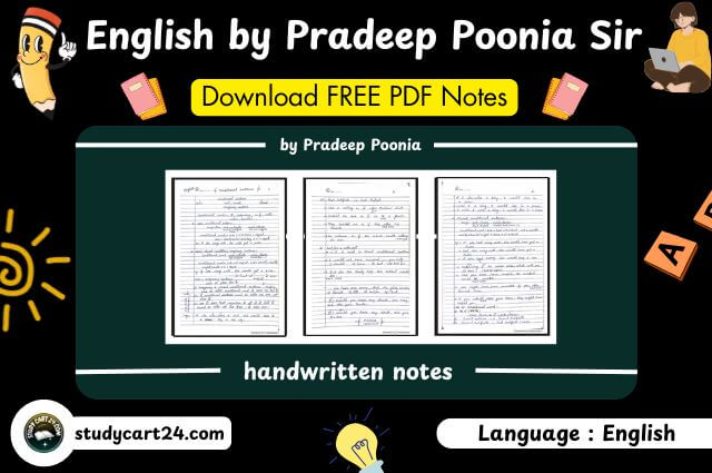 English by Pradeep Poonia Sir Handwritten Notes PDF Download for Free