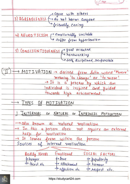 Chapter 9: Psychology and Sports Class 12th Handwritten Notes