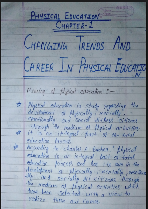 Images of Changing trends and Career in Physical Education - Physical Education Class 11 Notes PDF - Page 1