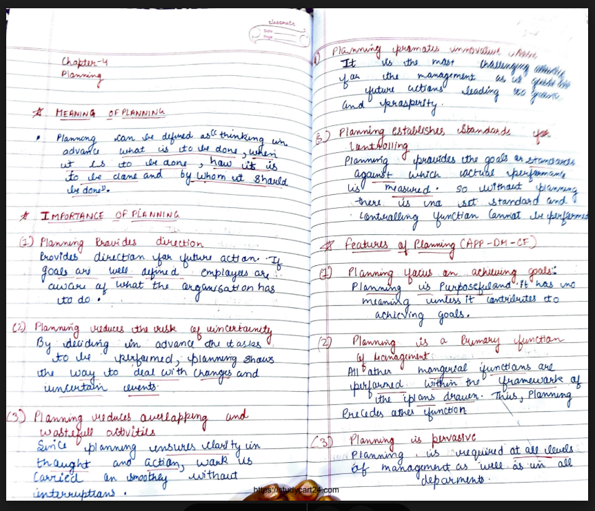 Images of Planning Class 12 Business Studies Notes PDF - Page 1