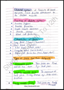 Chapter 7: fundamentals of anatomy and physiology class 11 notes