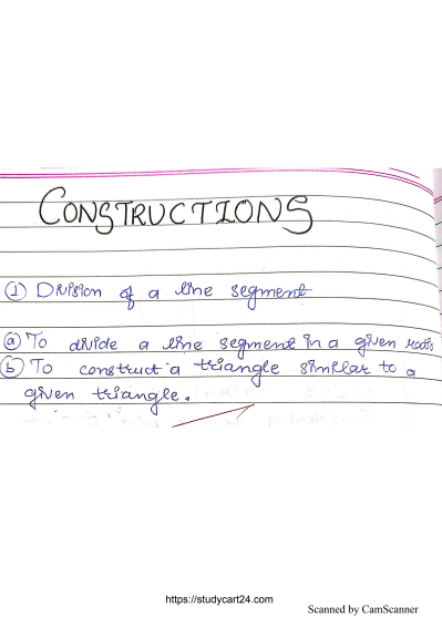 Class 10 Maths Chapter 11 PDF Constructions Handwritten Notes PDF with Solutions 1