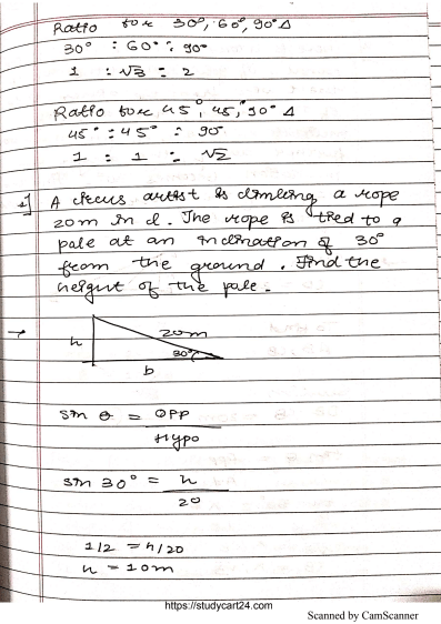 Applications of Trigonometry notes pages overview
