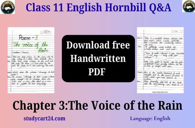 The Voice of the Rain Question Answer: Class 11 English Hornbill