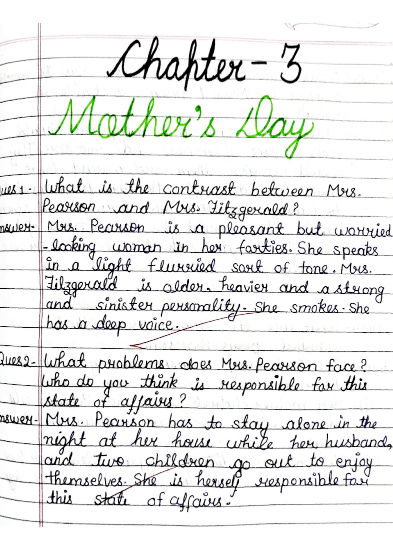 Chapter 3: Mother&rsquo;s Day Class 11 English Hornbill Question Answers &ndash; Free Handwritten PDF