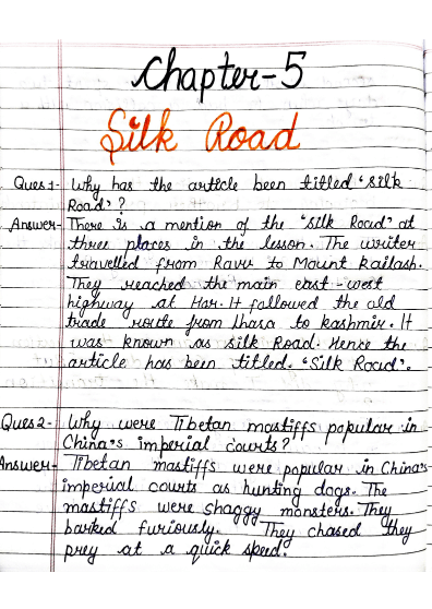 Chapter 5: Silk Road - Class 11 English Hornbill Question Answers &ndash; Free Handwritten PDF