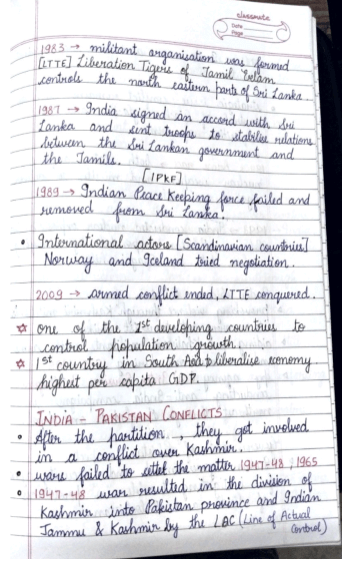 Class 12 Political Science NCERT Chapter 3 Contemporary South Asia - Free Handwritten Notes PDF