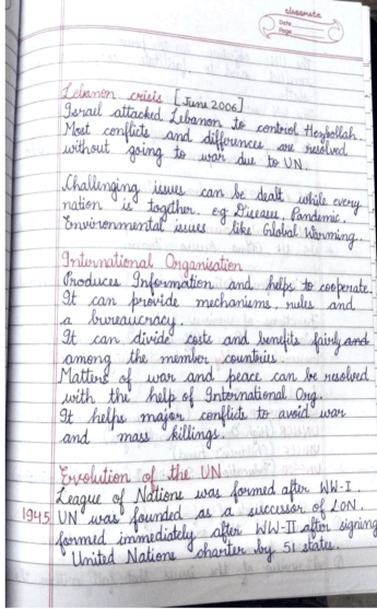 Class 12 Political Science NCERT Chapter 4 International Organizations - Free Handwritten Notes PDF